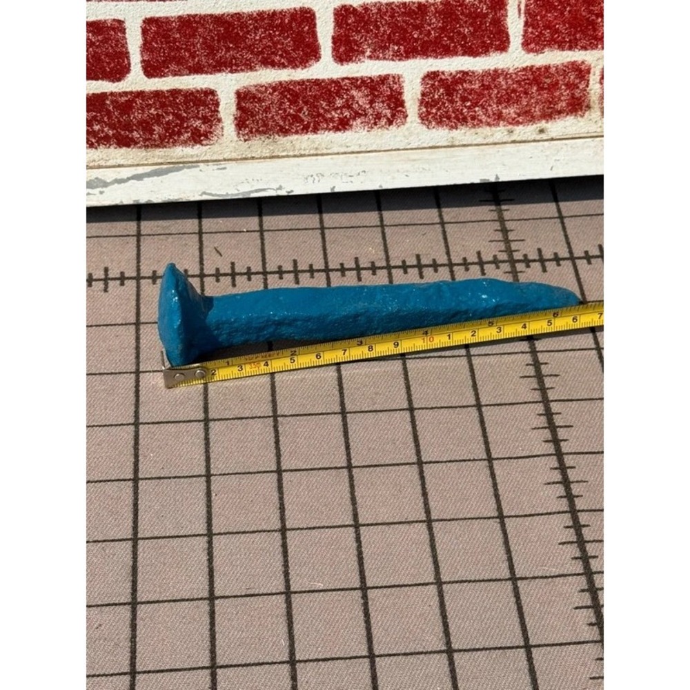 Blue Painted Cast Iron Railroad Spike Decor Paperweight